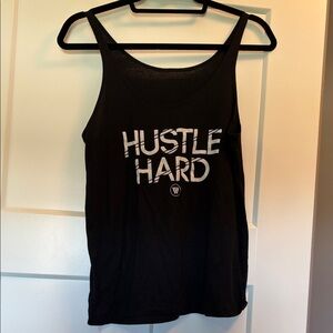 Black 'Hustle Hard' Graphic Tank Top
